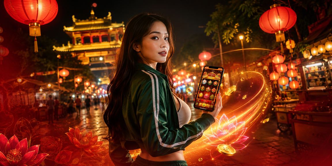 Người chơi tại chợ đêm Huế kiểm tra kết quả giải thưởng trên điện thoại di động